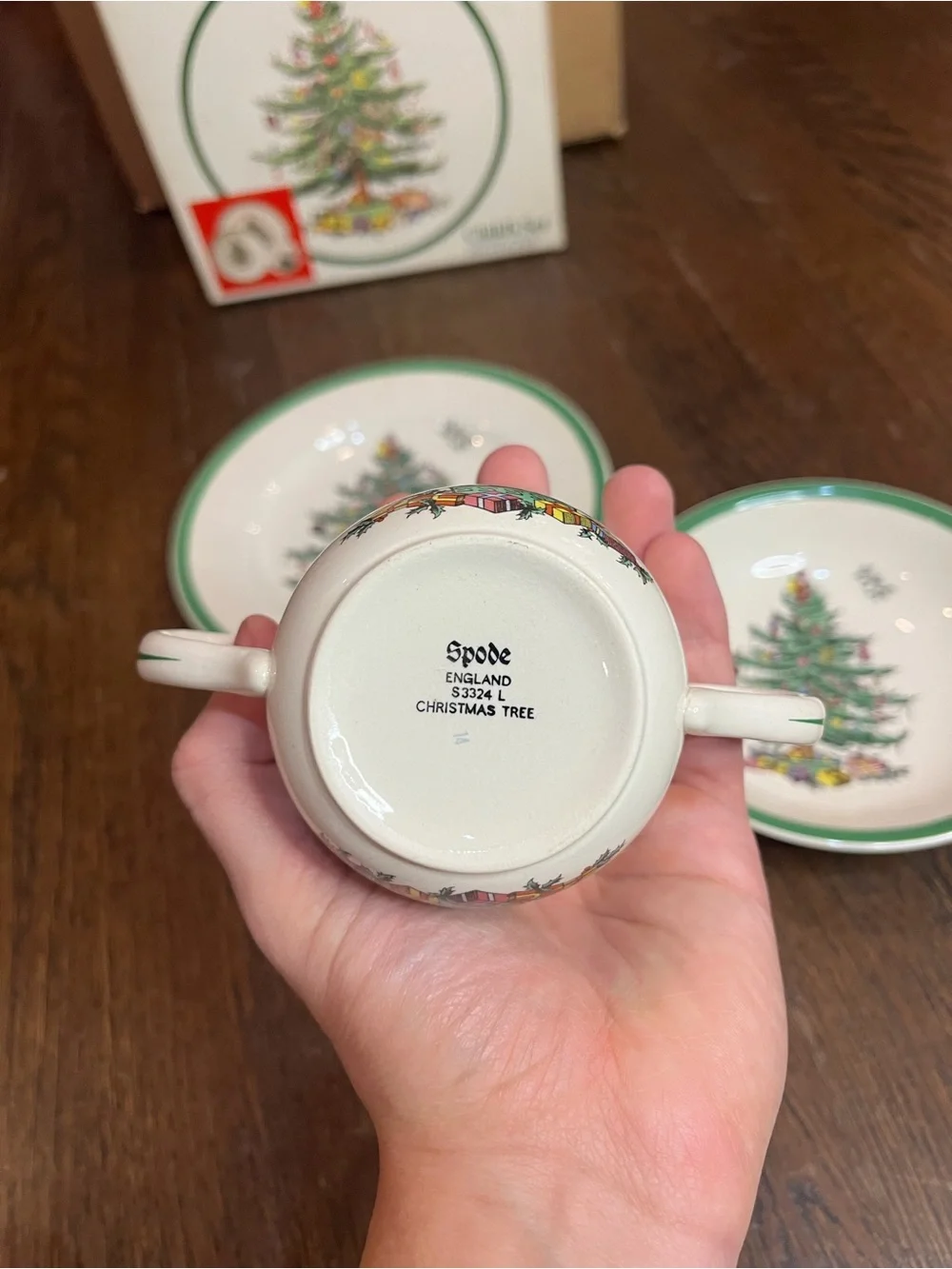 Spode Christmas Tree 3-Piece Tea Cup and Plate / Saucer Set Buffet Dinnerware